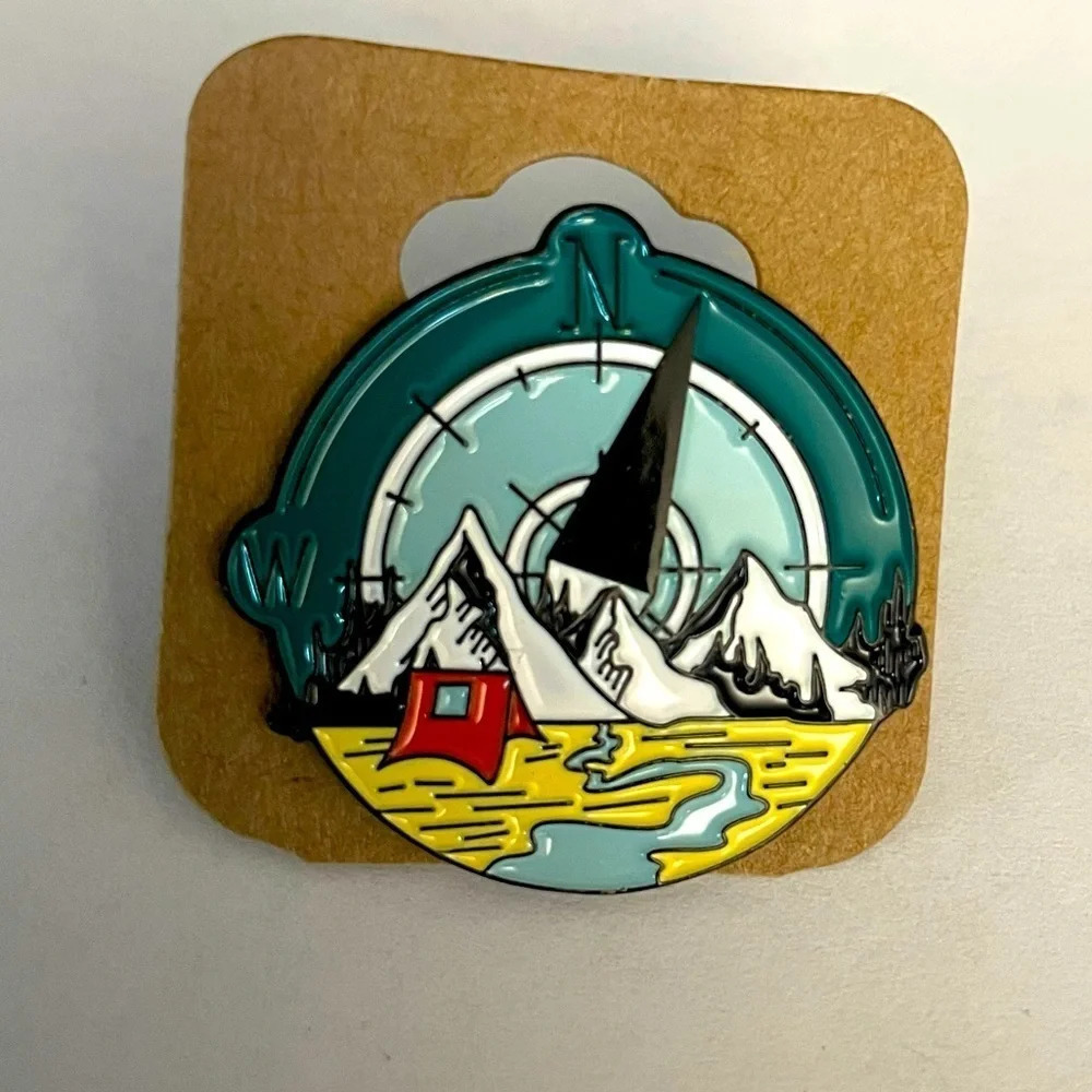 Tenting Mountains Camping Metal Enamel Pin $5 Bundled